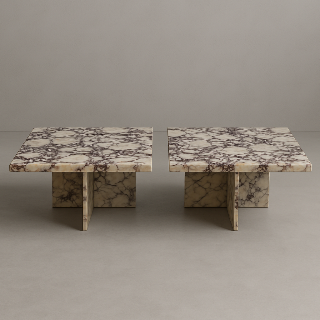 Square Marble Coffee Table Set