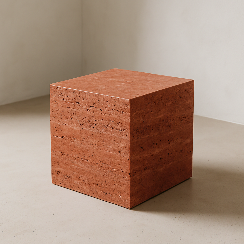 Red Travertine Side Table